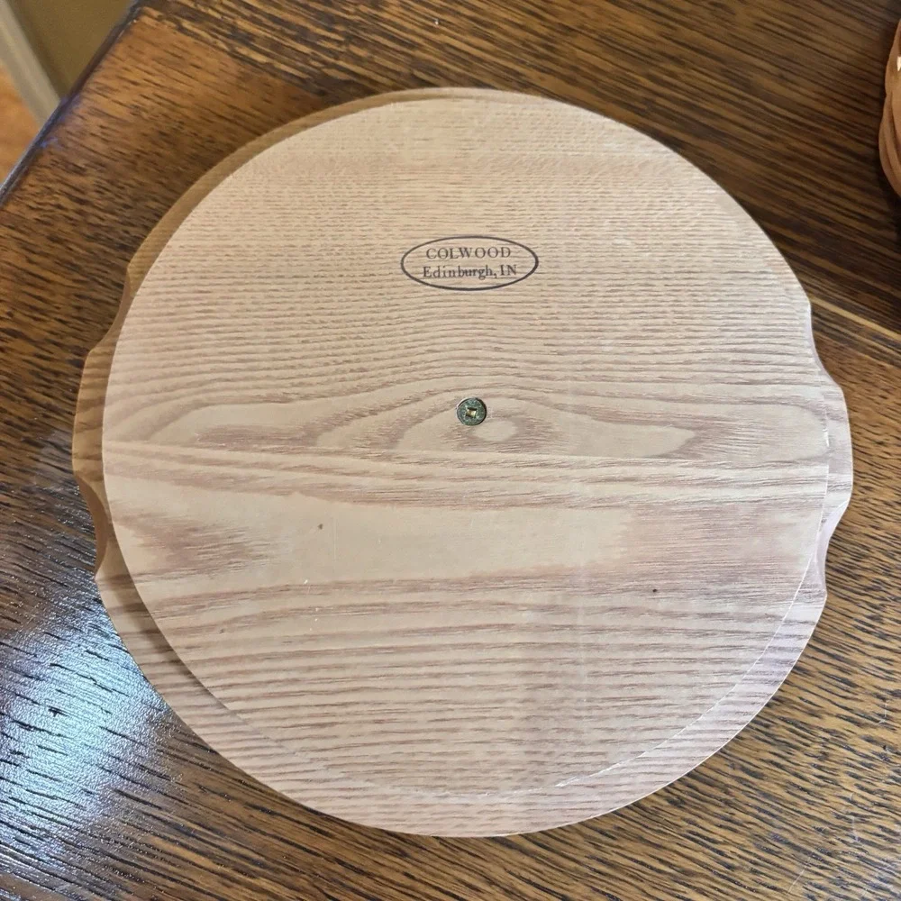 Longaberger Darning Basket 15504 Wood Lid Protector Leather Handles USA w/ Card